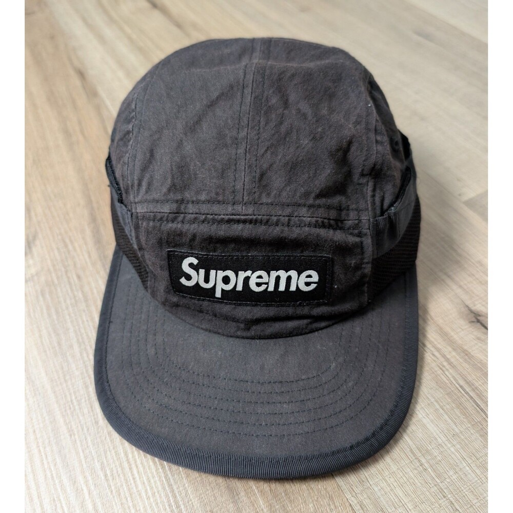 Supreme Mesh Pocket Camp Cap Black Box Logo Hat FW24 Techwear 5 Panel Gorpcore